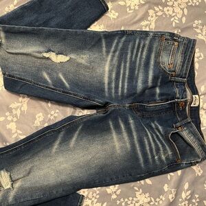 Women's High Rise Distressed Blue Jeans